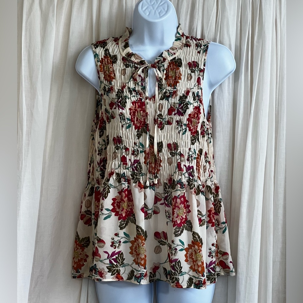 COPY - Rose + Olive floral smocked blouse